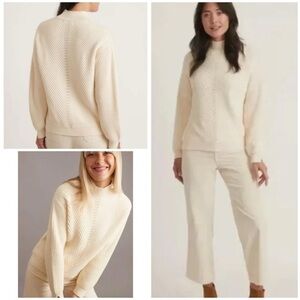 Marine Layer Skylar Chevron Knit Off White  Cream Mockneck Sweater Small​